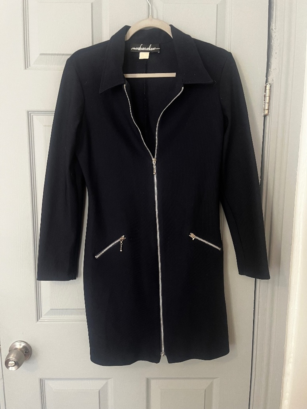 Vintage Navy Zip Up Mini Dress